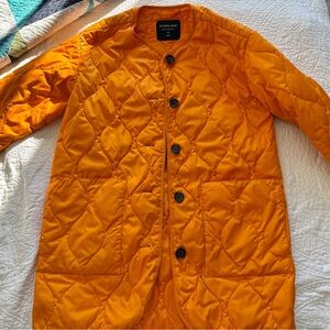 Everlane Women's Quilted Orange Button-Front Coat